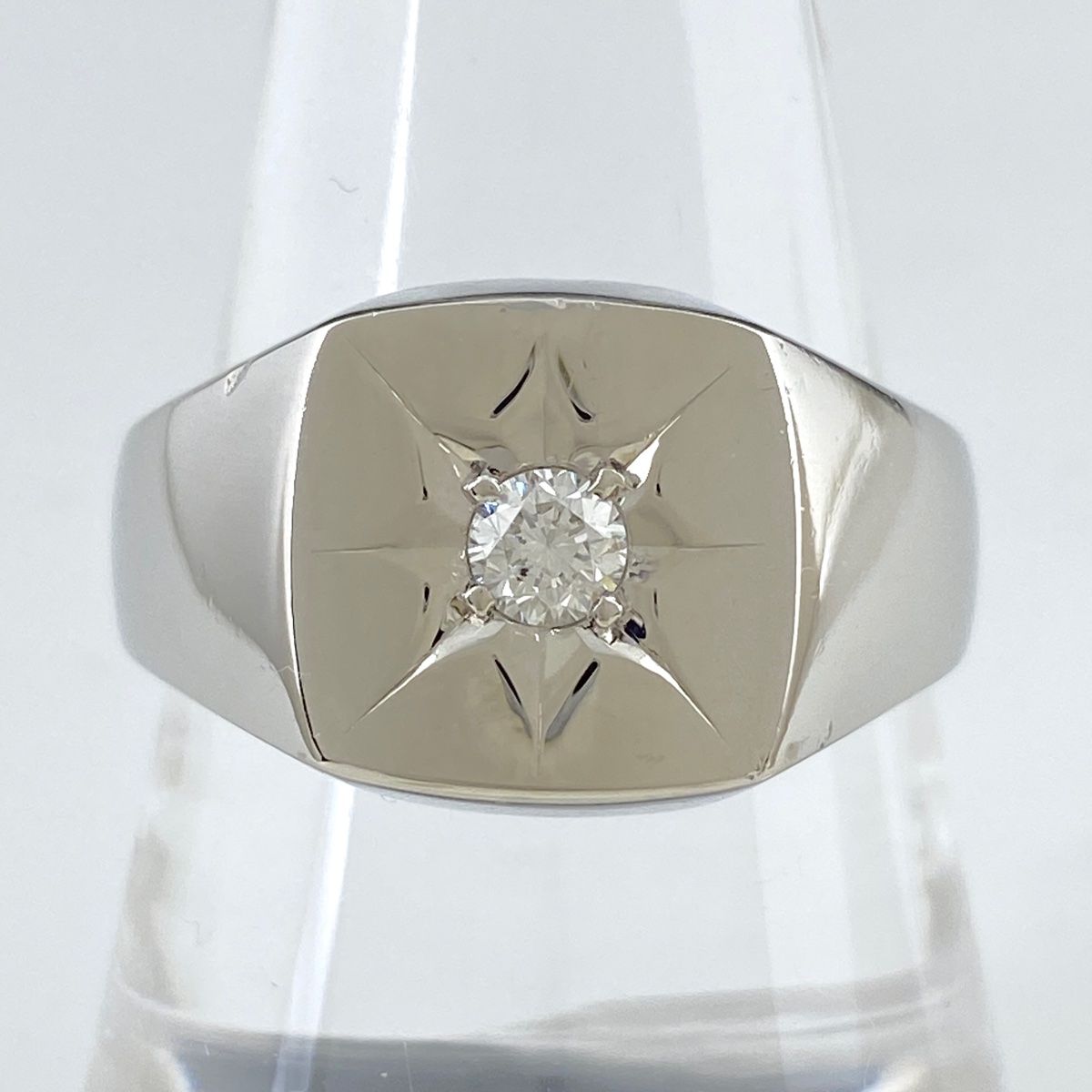 メレダイヤ デザインリング プラチナ 指輪 リング 21号 Pt900 ダイヤモンド メンズ 【中古】