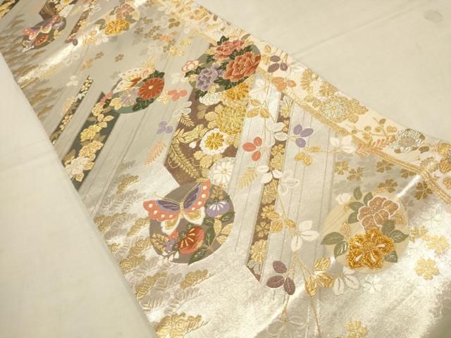 ★最終処分セール★袋帯　手織り　金糸銀糸　六通柄　和装　着物 平和屋着物▽六通柄袋帯 鳳凰文 金銀糸 正絹 逸品 AAAZ4379wj