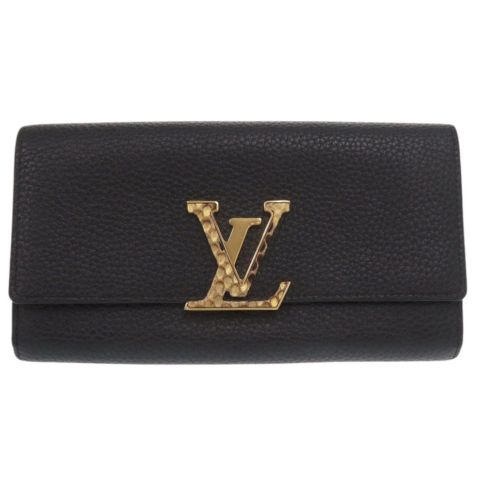 ルイ ヴィトン ポルトフォイユ カプシーヌ N90129 トリヨンレザー パイソン ブラック 長財布 黒 LV 0393 LOUIS VUITTON
