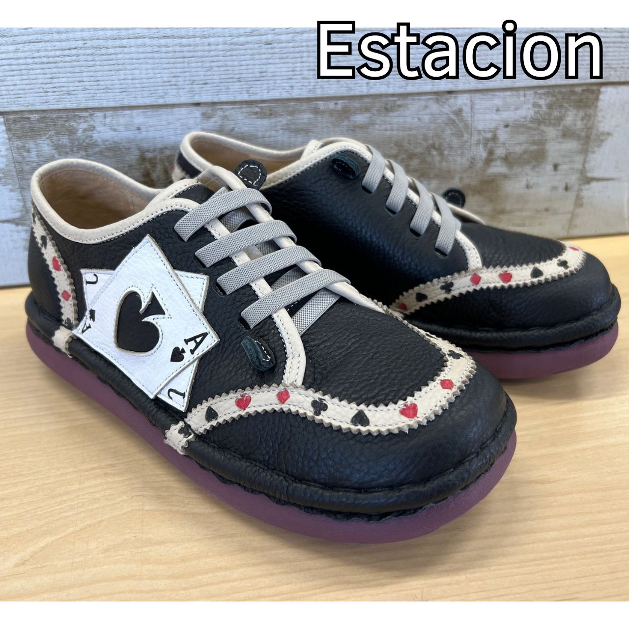 2025秋冬 Estacion エスタシオン トランプモチーフ 本革スリッポン