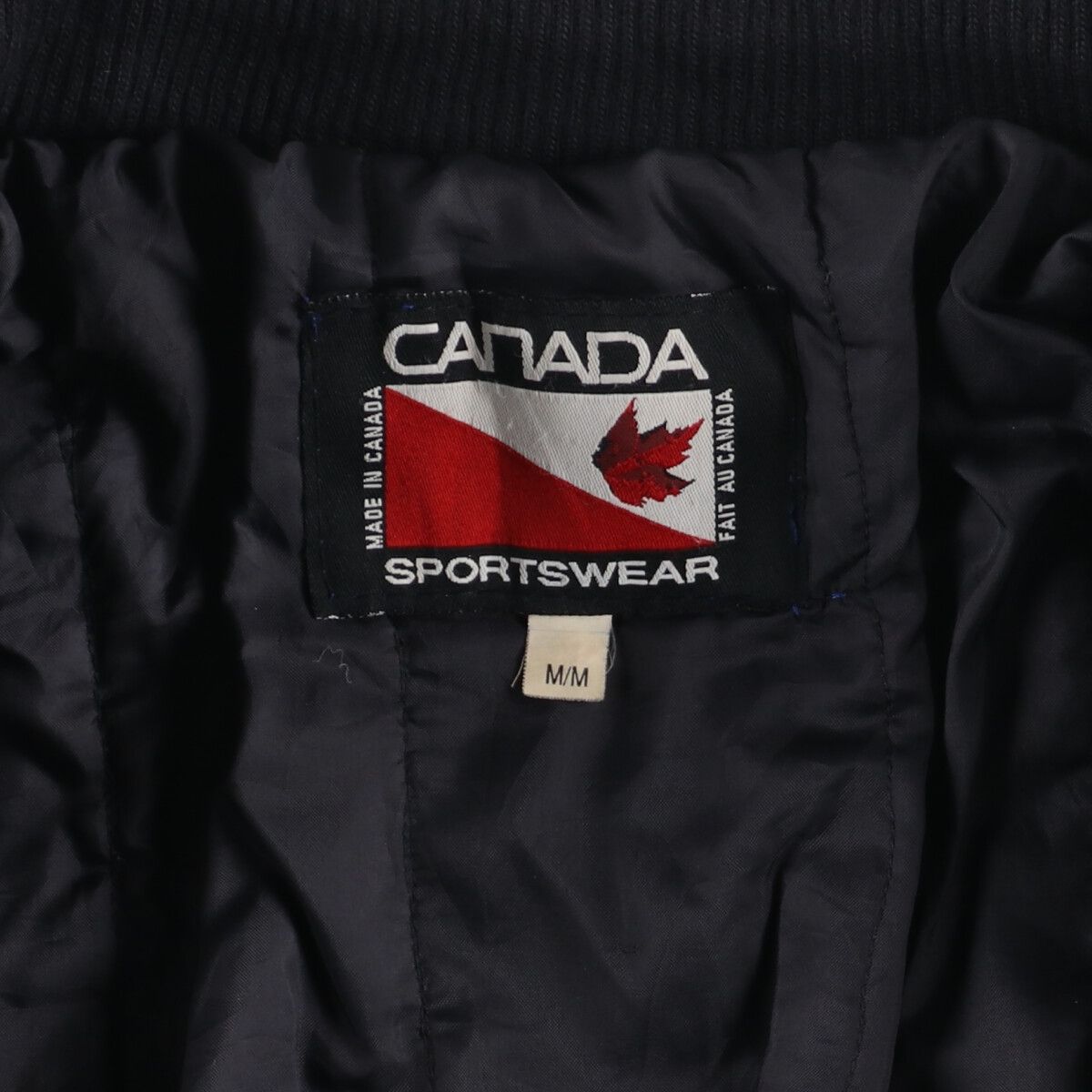 古着 CANADA SPORTSWEAR 袖革ウールスタジャン アワードジャケット ...