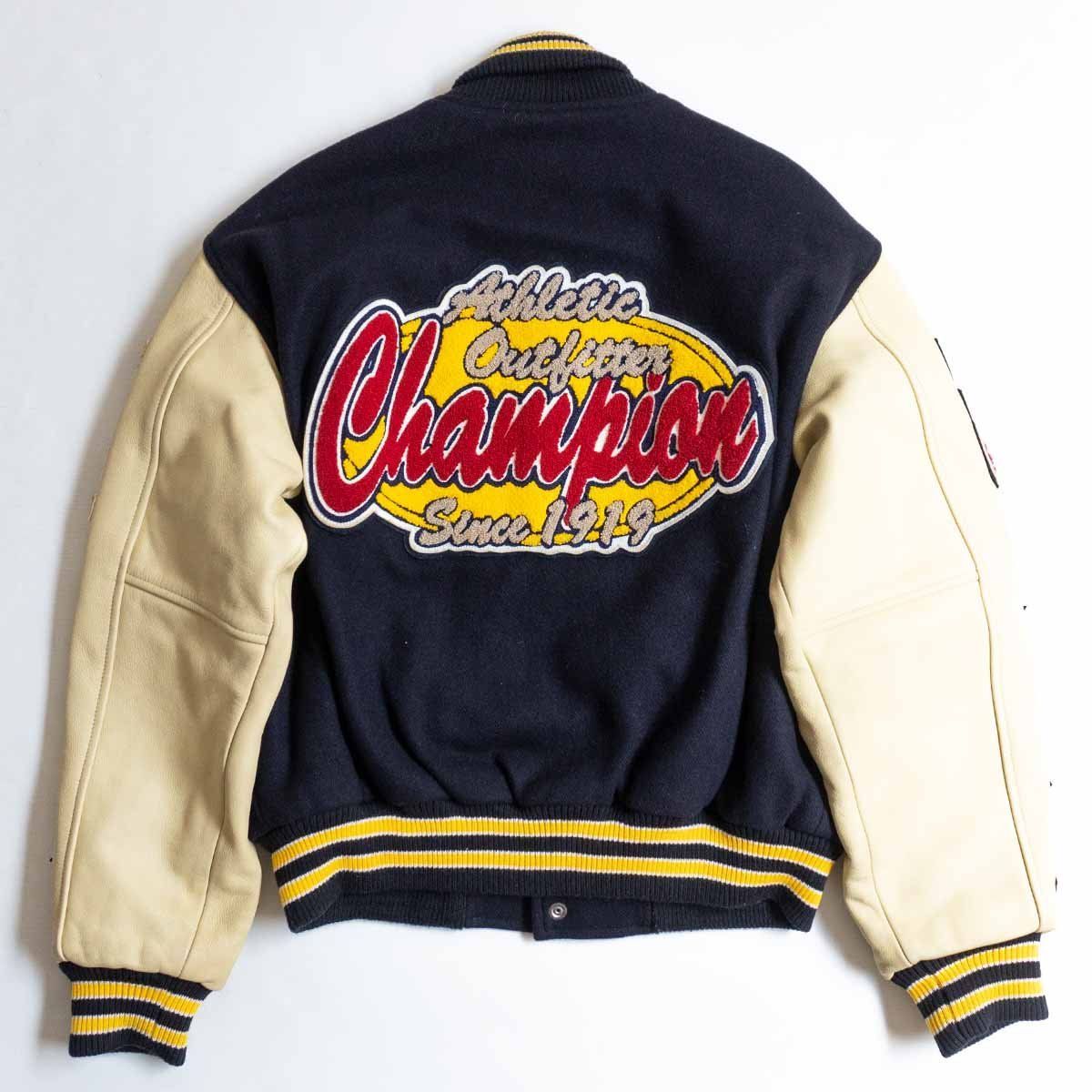 限定200着】champion チャンピオン フルデコ レザー スタジャン M ...