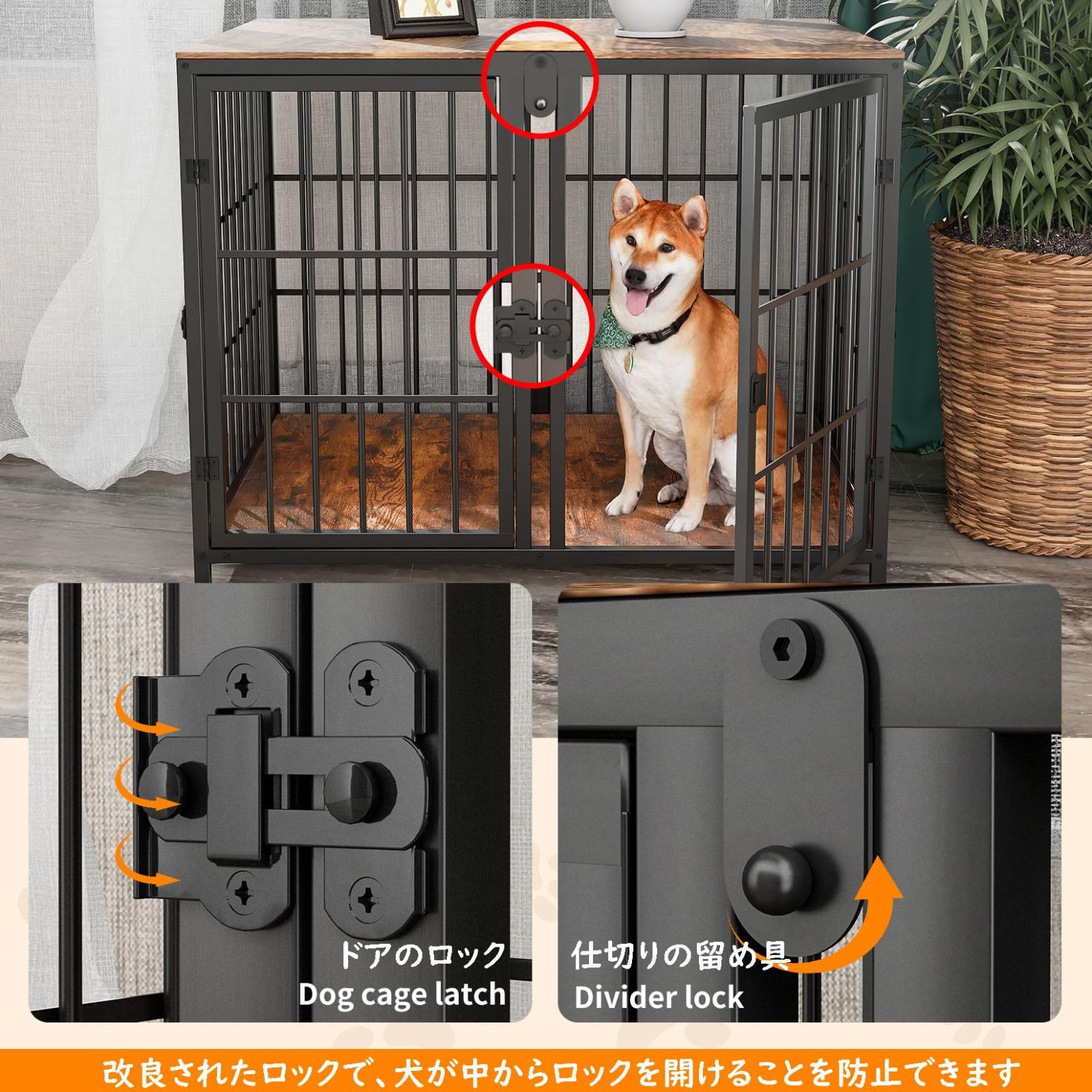 新着商品】BingoPaw 大型犬用ケージ 屋根付き 木製 多頭飼い 犬