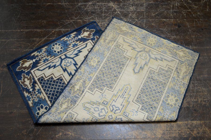 蔵A5380e 古い緞通 段通 敷物 絨毯 木綿 堺赤穂鍋島 WWW_NOITHATQUANGTHANH_NET