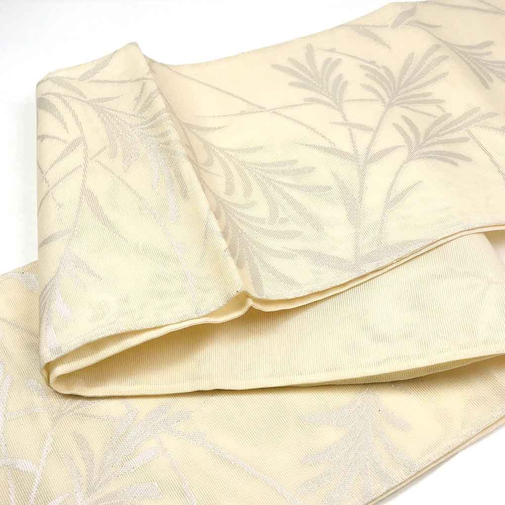 袋帯 リサイクル帯 幅31cm 長さ440cm レディース ぼかし 秋冬春用 正絹（シルク）シルバー やや難 中古袋帯 リサイクル帯 幅31cm 長さ440cm レディース 花柄 秋冬春用