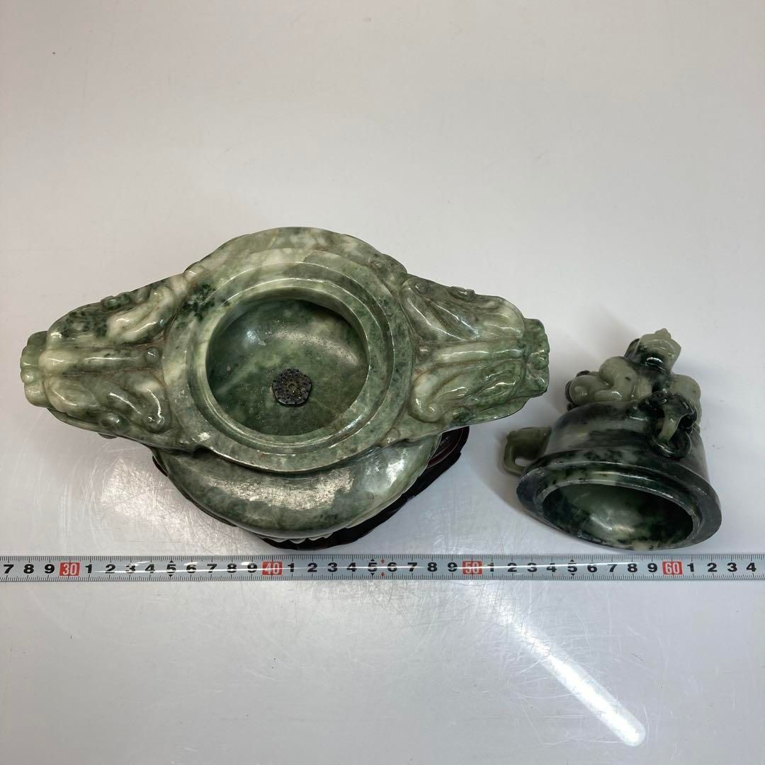 翡翠 特大獅子香炉 2677g/高さ21㎝ 東Y6-0311①タニチ - メルカリ