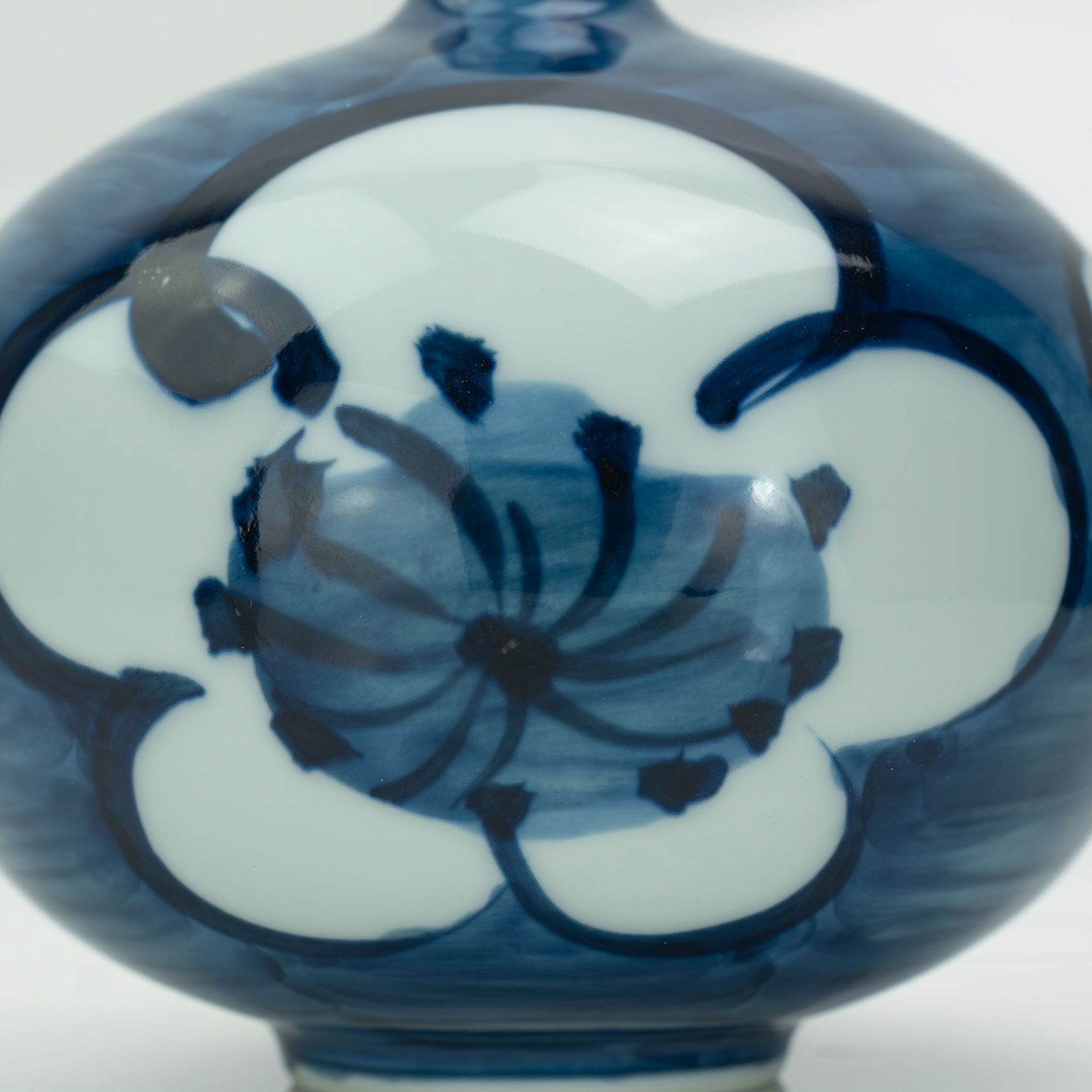 源右衛門窯 古染風梅紋 花瓶 一輪挿し 有田焼 古伊万里 共箱 美品