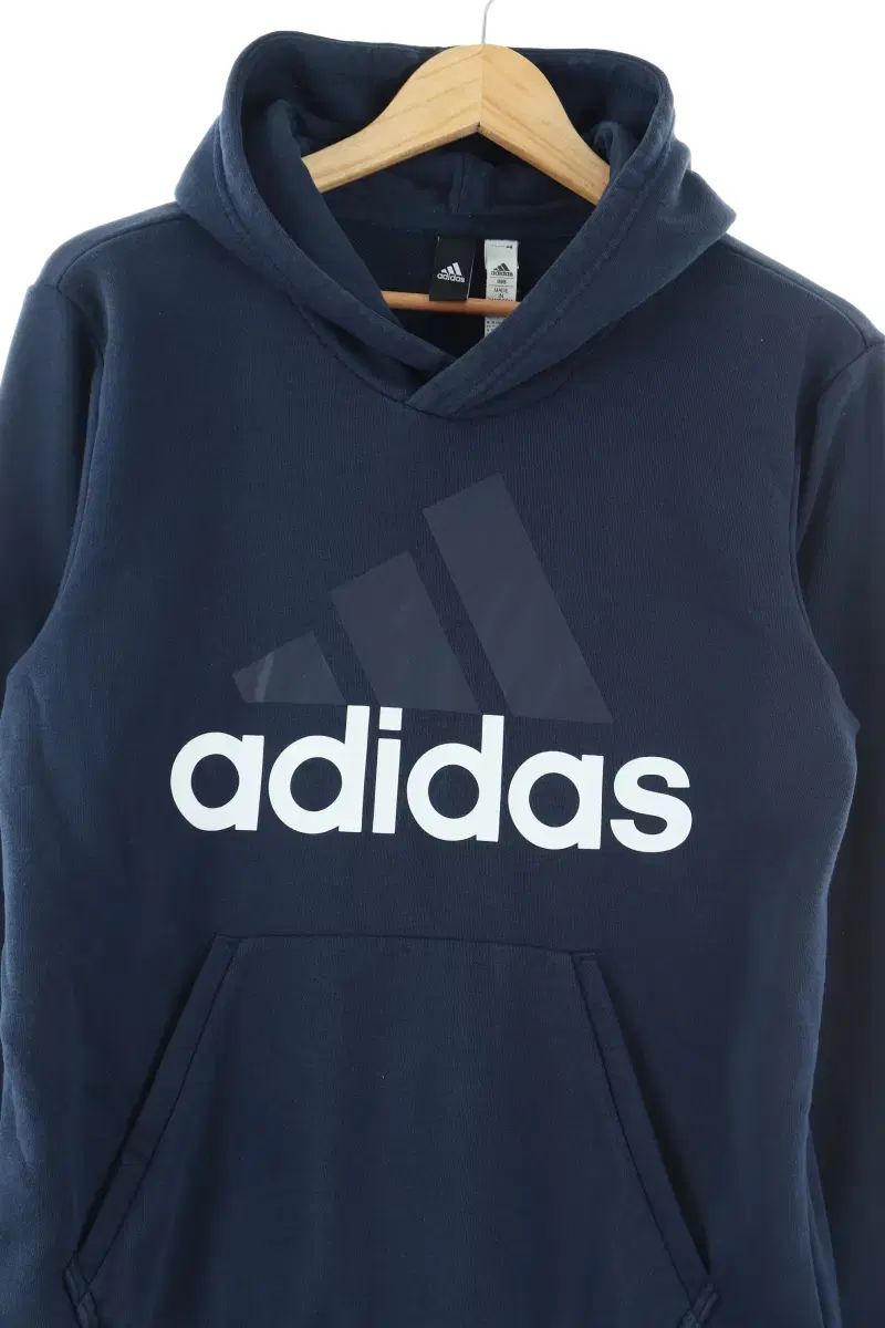 （ M ） adidas(アディダス) フード付きTシャツ ネイビー ビッグ ロゴ オールドスクール- F827