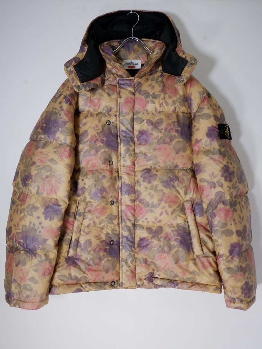 SUPREMEシュプリーム ×Stone Island 2017AW Lamy Cover Stampato Puffy Jacketダウンジャケット【XL】【MJKA76752】