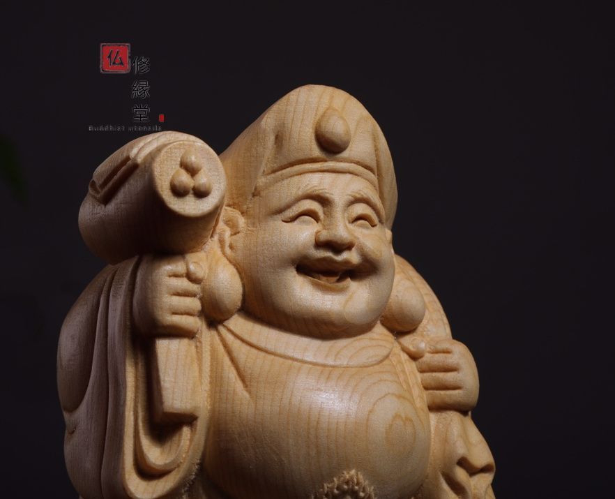 修縁堂】木彫り 仏像 福神大黒天立像 財神 檜材 仏教工芸 彫刻 - メルカリ