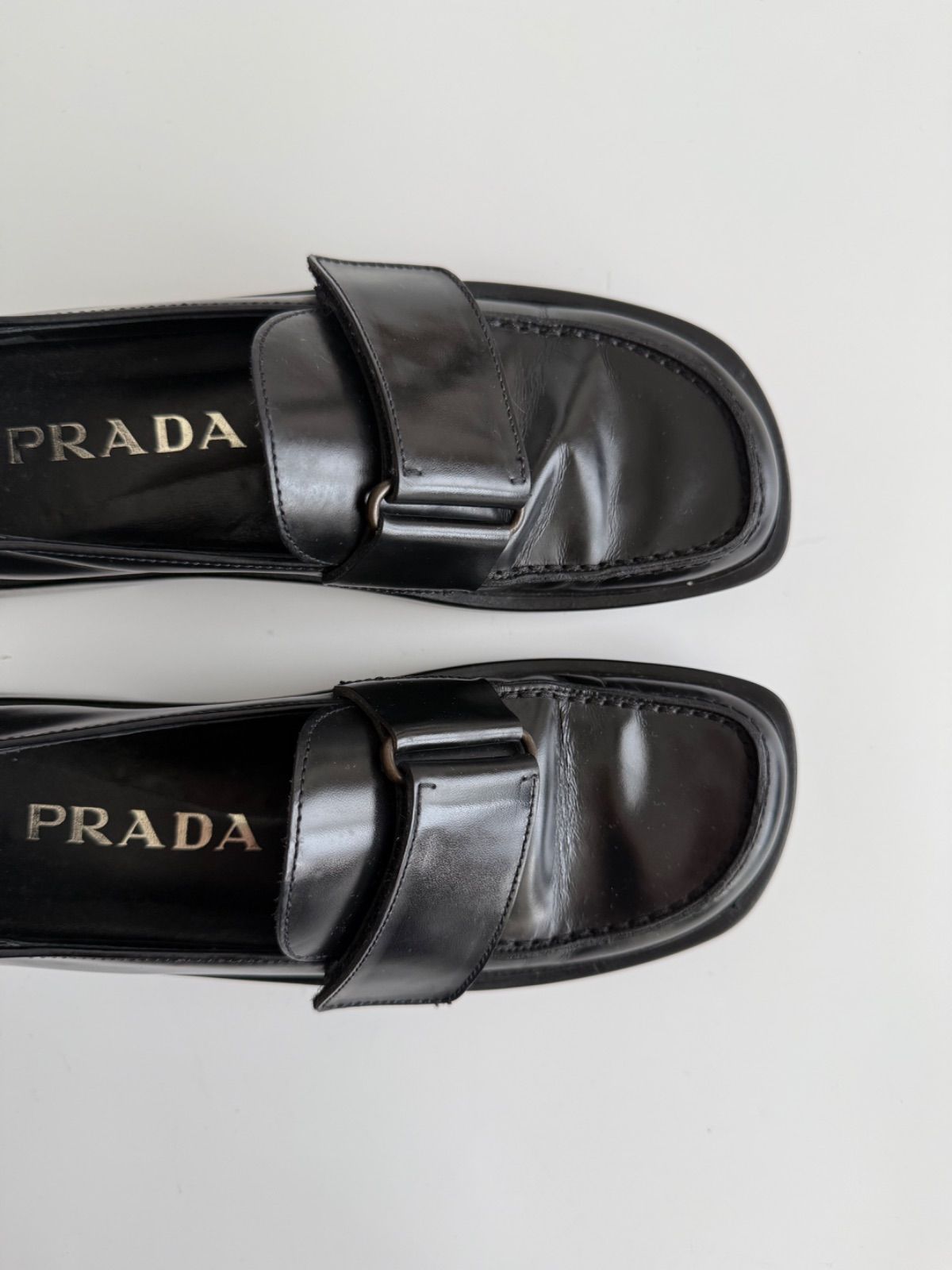 SS1999 FW1999 PRADA レザーシューズ スクエアトゥシューズ FW1999 Prada Black Leather Derby Square Toe Shoes – Dolce