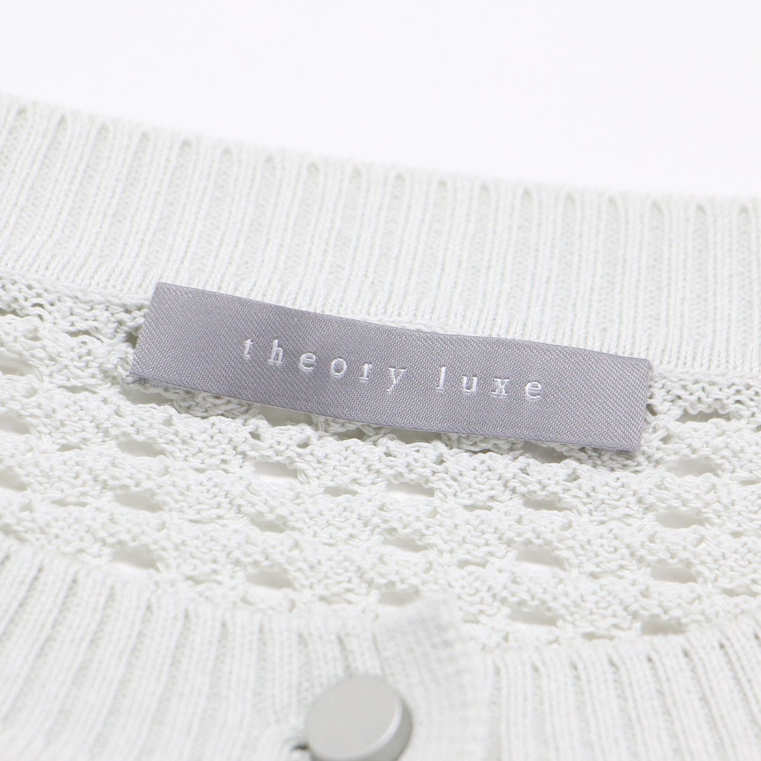 Theory luxe - theory luxe セオリーリュクス カーディガン グレー系 サイズ:38(M) / 24春夏 アイレット 半袖 カーディガン / Suffork Cecile クルーネック 5分袖 メッシュ ウォッシャブル / トップス【レディース】【中古】 theory luxe セオリーリュクス カーディガン グレー系 サイズ:38