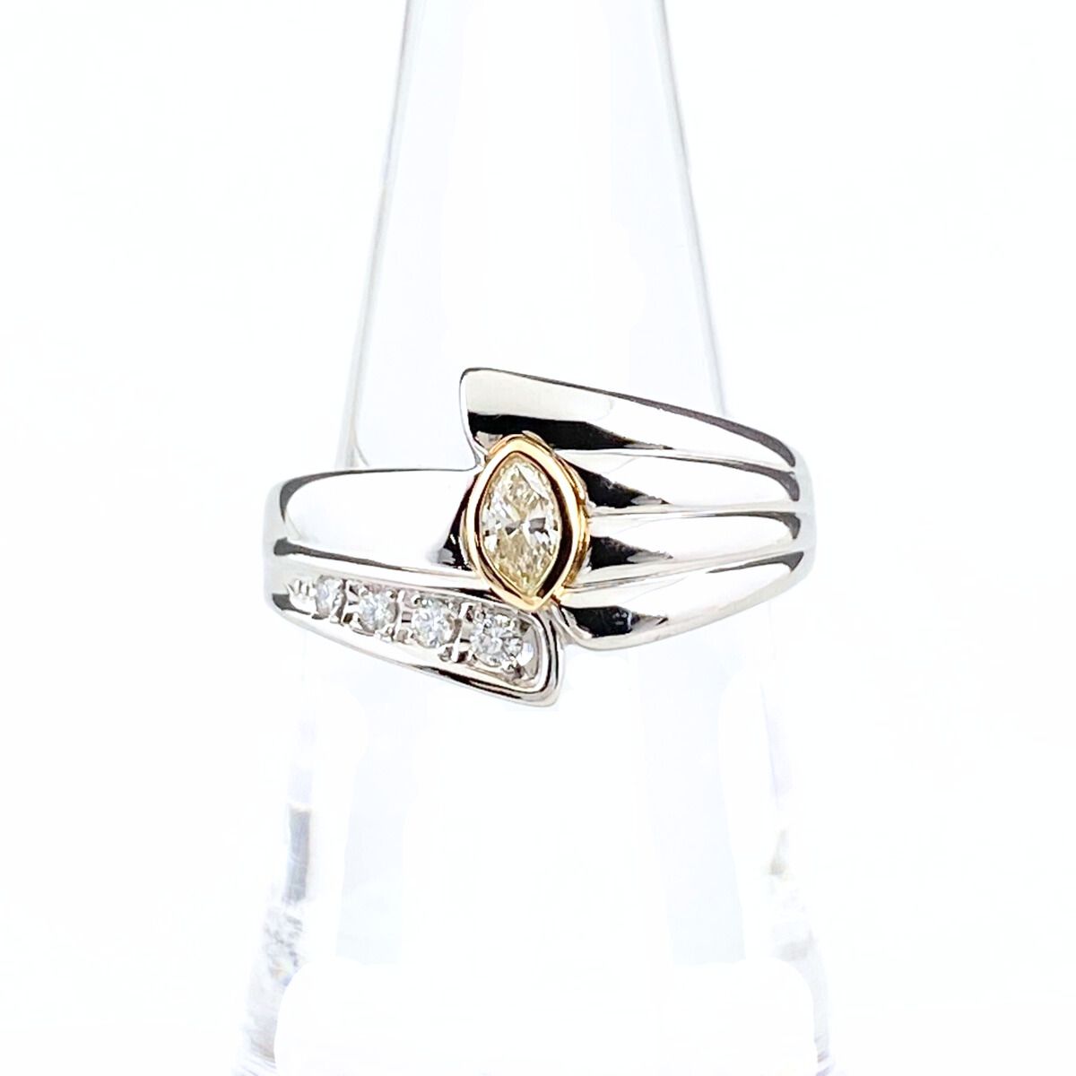 ポーラ POLA メレダイヤ デザインリング プラチナ YG イエローゴールド 指輪 リング 13.5号 Pt900 750 ダイヤモンド レディース