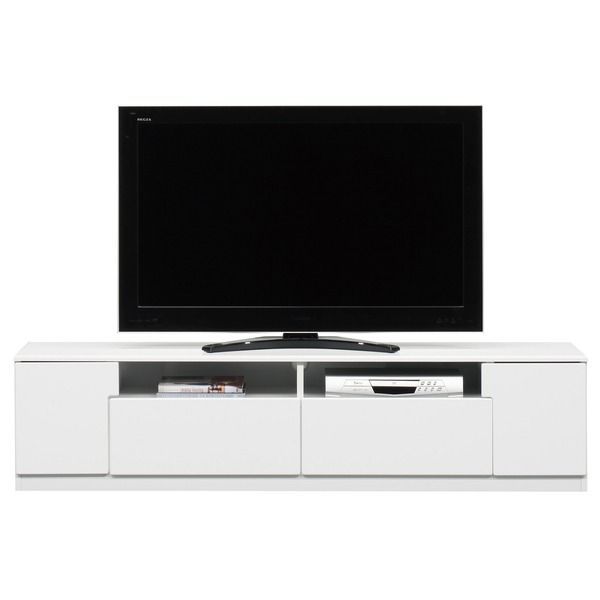 ローボード テレビ台 幅180cm ホワイト木目 オープン収納棚付き 日本製