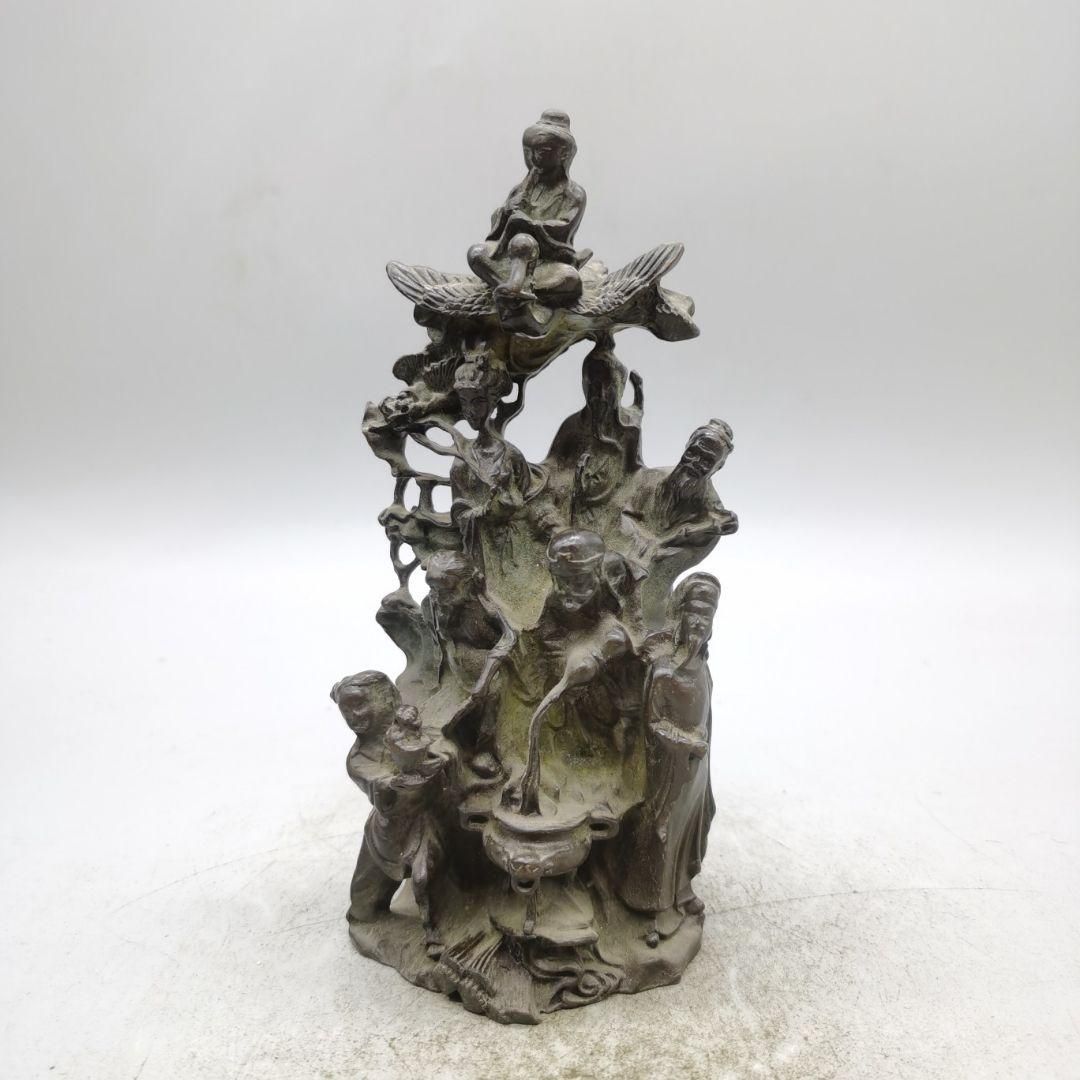 銅細工 八仙仏像図 書道具 文房具 銅器 置物 工芸品 装飾品