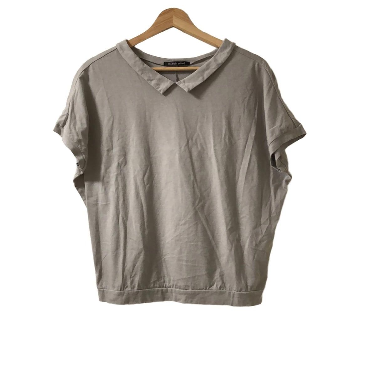 mizuiro ind◆半袖カットソー/--/コットン/GRY mizuiro ind(ミズイロインド) 半袖カットソー レディース美品