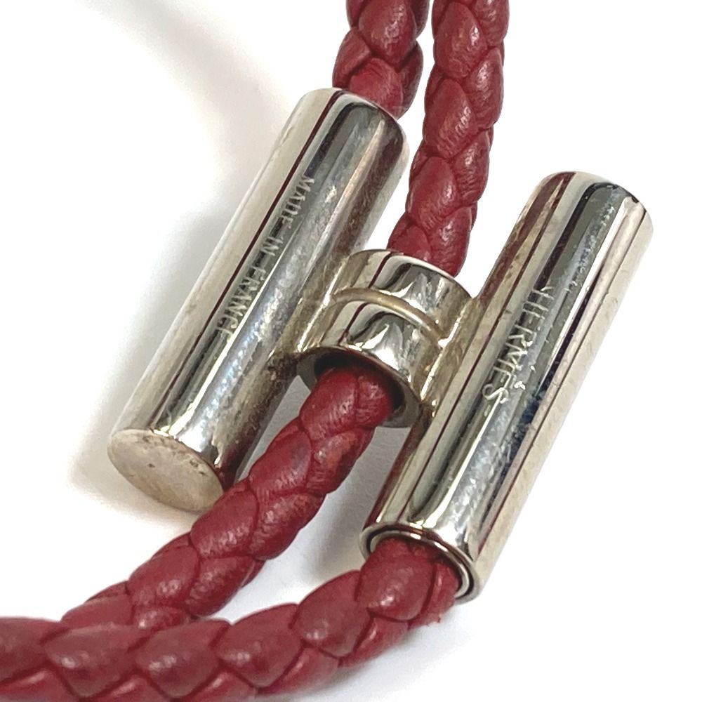 エルメス レザー トゥルニス 2連H ブレスレット ブラウン シルバー 革 エルメス HERMES トゥル二 トレッセ ブレスレット 2連 Hロゴ