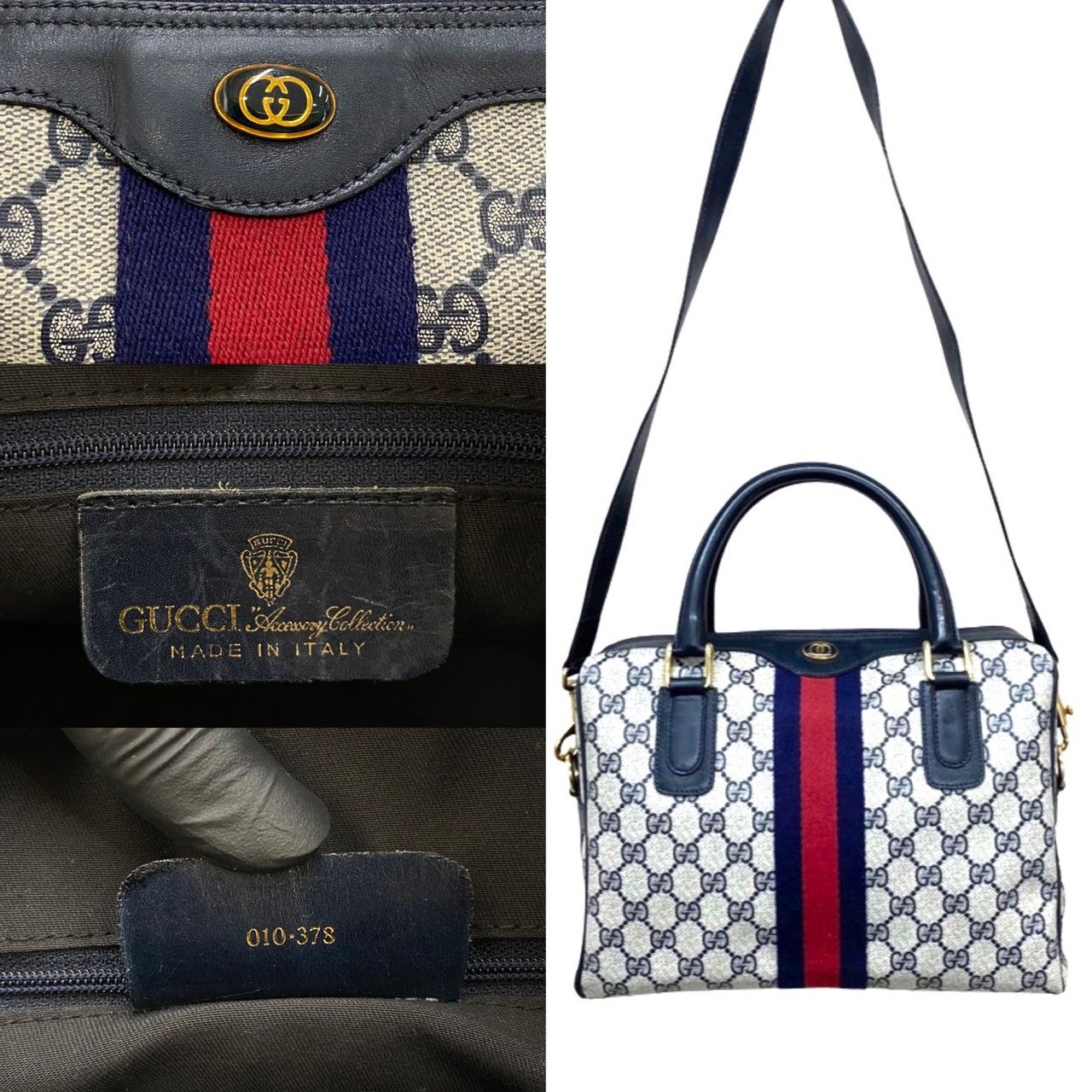 極 美品 保存袋付 GUCCI グッチ オールドグッチ シェリーライン GG