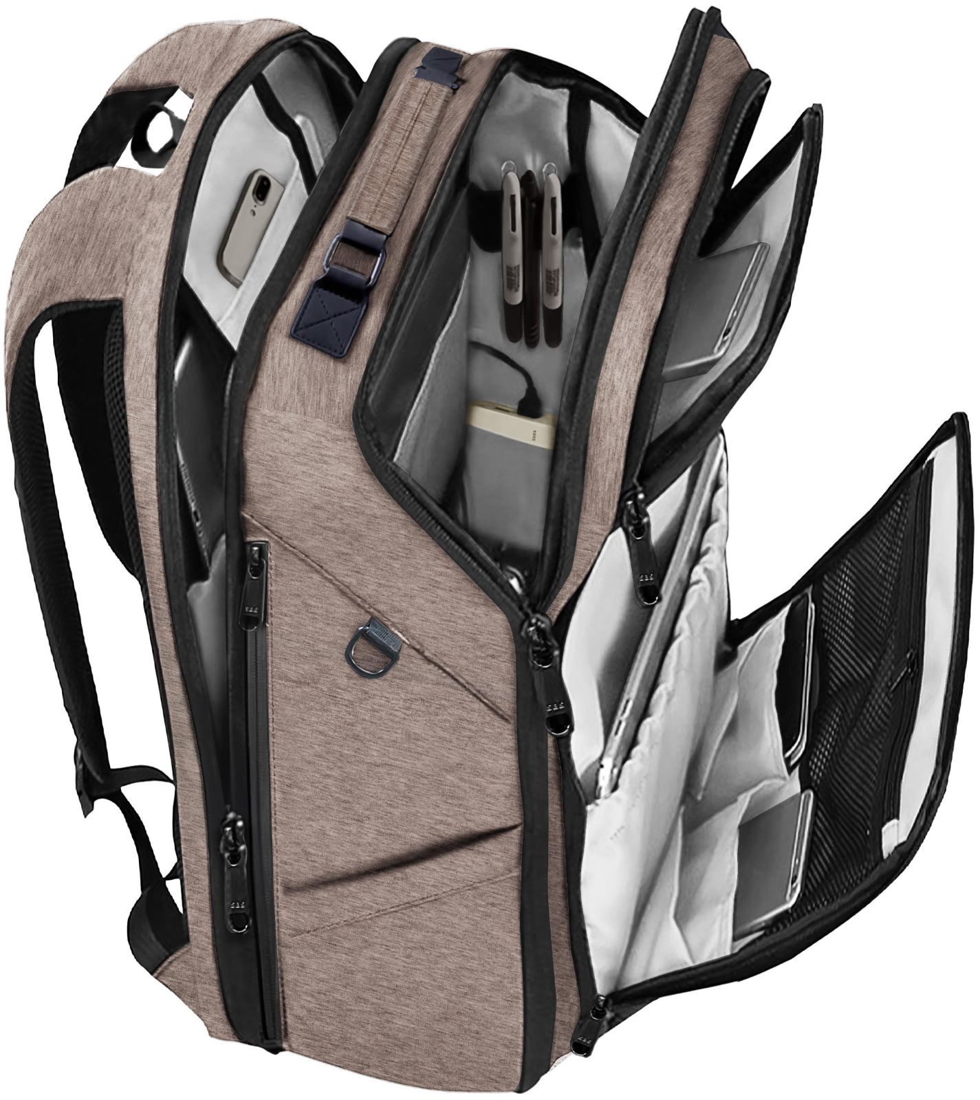 ABIBA リュック メンズ ビジネスリュック リュックサック スクエアリュック 大容量 PCリュック リュック 通学 通勤 出張 (ブラッ ABIBA リュック メンズ ビジネス リュックサック スクエア 大容量 旅行