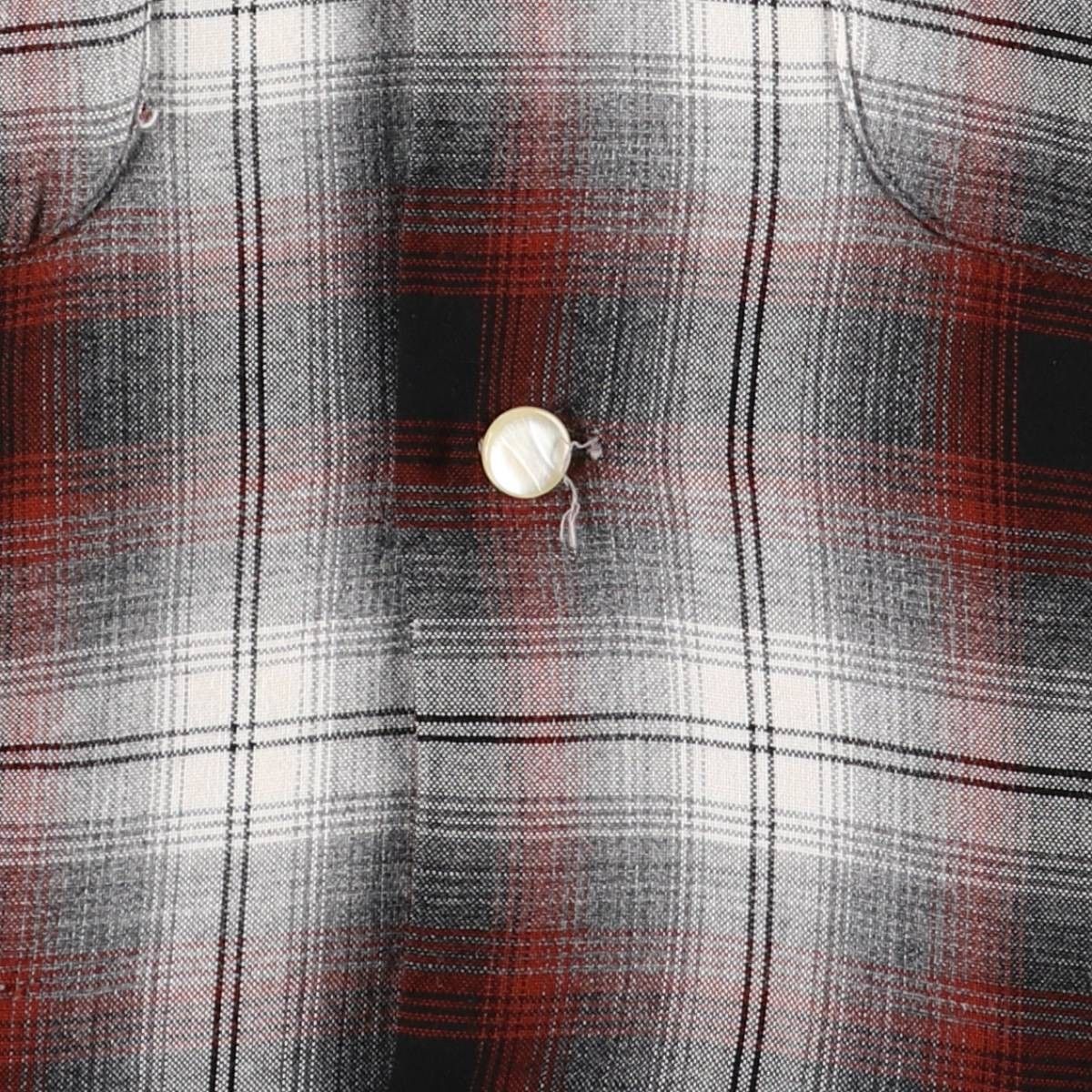 古着 60年代 ゴールデン クラウン GOLDEN CROWN オンブレチェック オープンカラー レーヨンボックスシャツ メンズM相当/eva003739