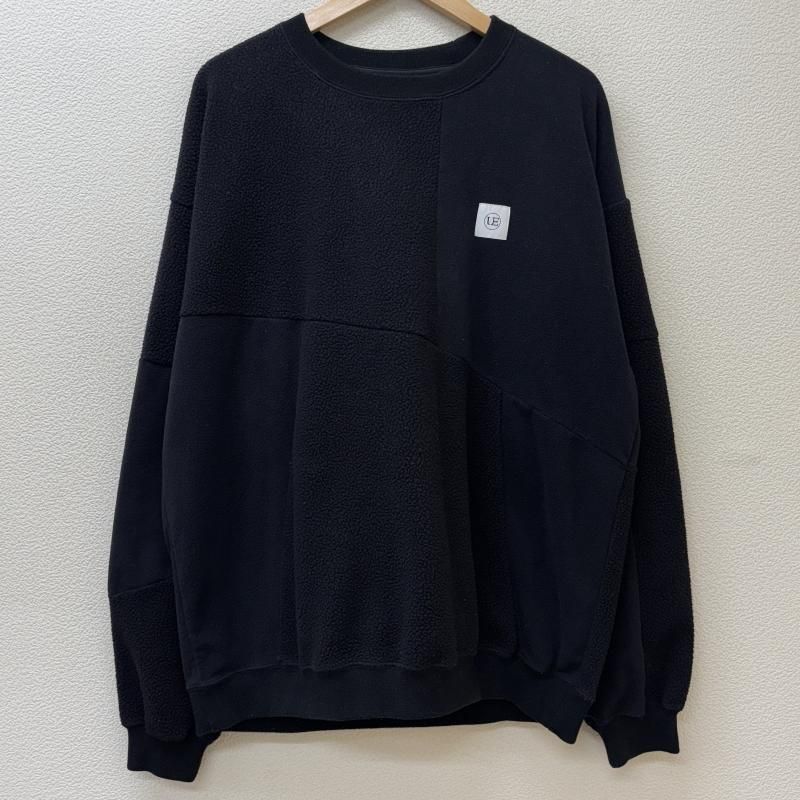 uniform experiment ユニフォームエクスペリメント トレーナー 長袖 UE-212028 ポーラテック フリース パッチワーク クルーネック トレーナー 黒 ブラック