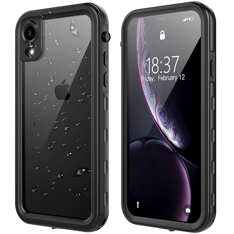 【新品】 iPhone XR 用 ケース iPhone XR 用 防水ケース 耐衝撃 衝撃吸收 防塵 防雪 米軍MIL規格 360保護 クリア 透明 付け外し簡単 保護タッチパネルスクリーン付き ストラップ付き ワイヤレス充電
