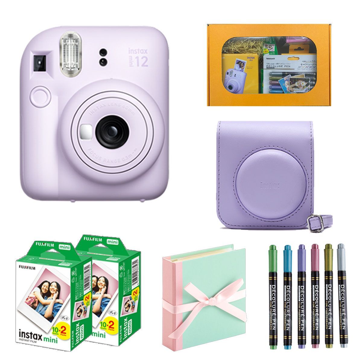 ギフト チェキB 富士フィルム チェキ インスタントカメラ instax mini12 ライラックパープル カメラケース付きギフトBOXセット