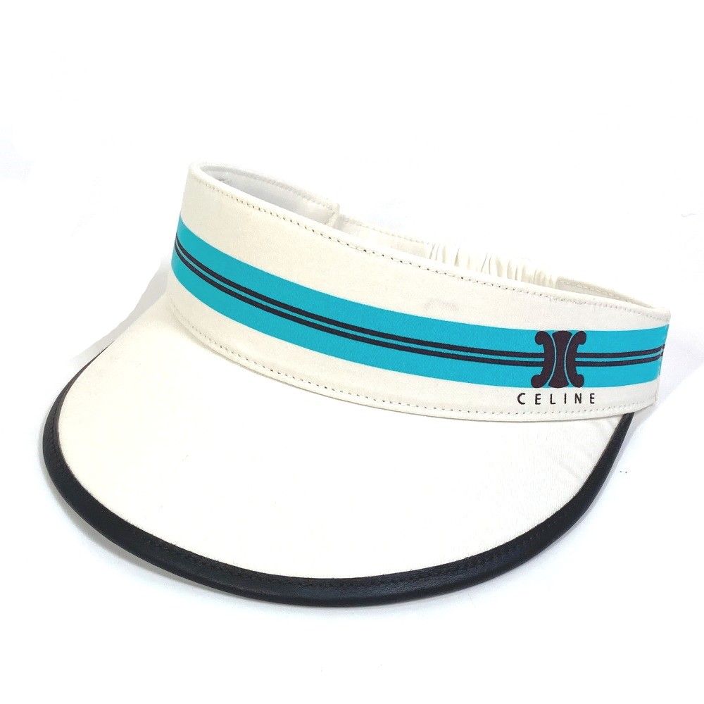 セリーヌ ロゴ ライン 帽子 バイザー サンバイザー コットン