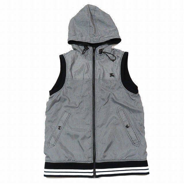 バーバリーノバチェック リバーシブル ガールズ ジレ ベスト 黒 М チェック 美品】BURBERRYバーバリー リバーシブルノバチェック柄ジレ