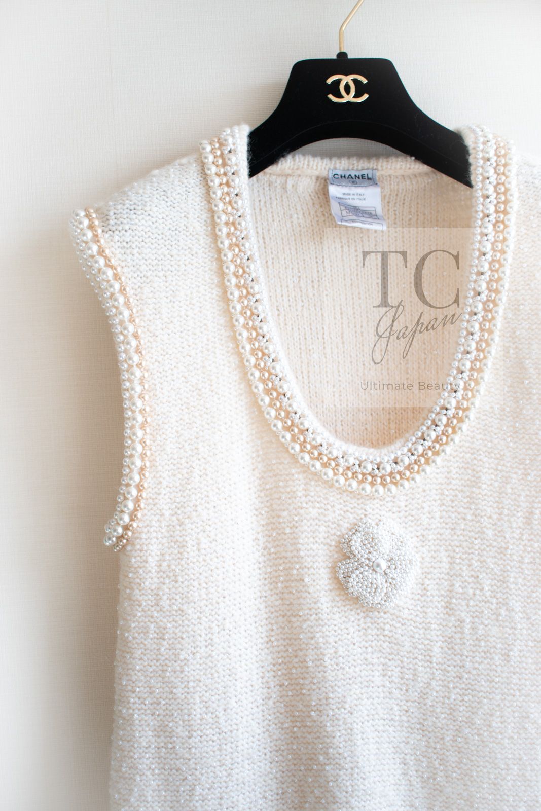 今季一番 シャネル チュニック ワンピース CHANEL クリーム カシミア キャミソール