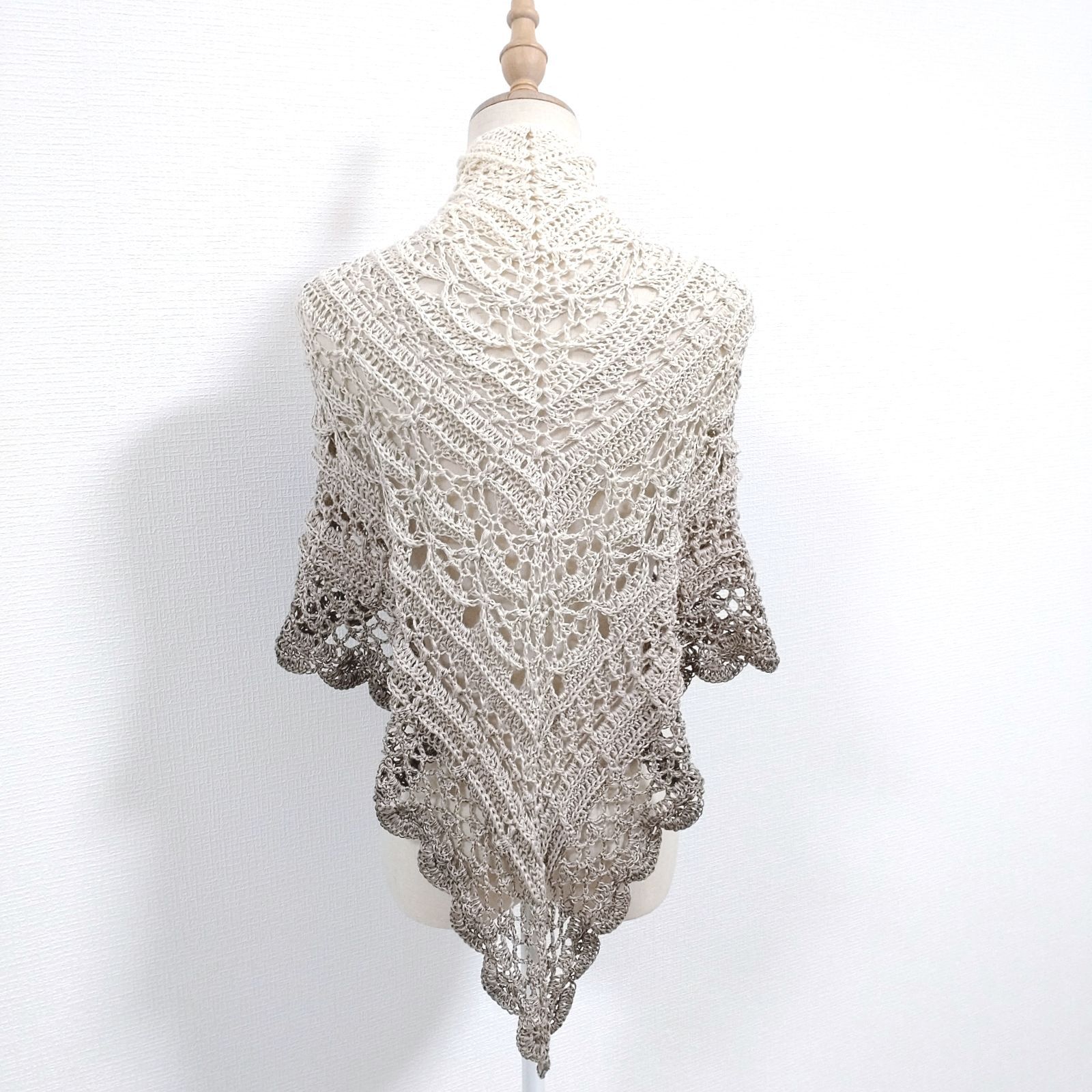 手編み　三角ショール⑥⑦　ストール　バレエ　マフラー　ひざ掛け　ハンドメイド 手編み 三角ショール バレエショール 綿糸 送料無料