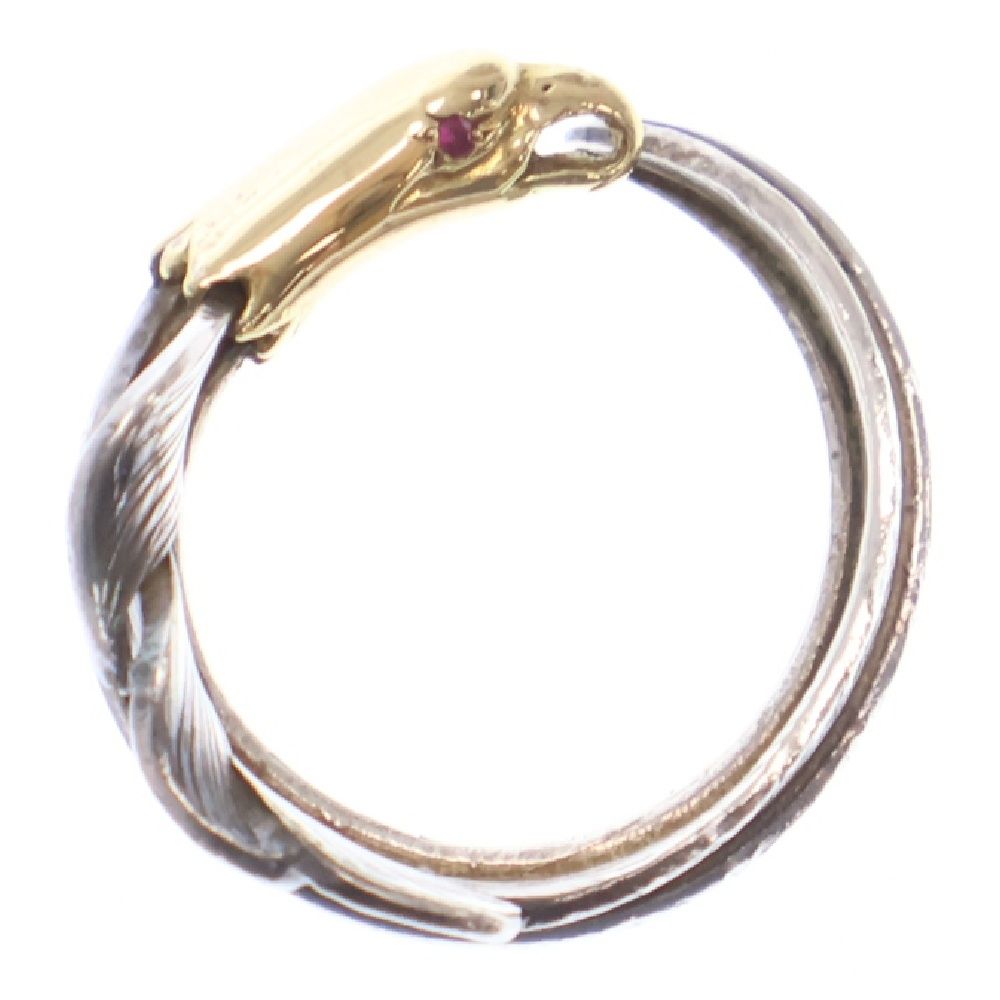 larry smith 指輪イーグルヘッド フェザーリング LARRY SMITH '18K EAGLE HEAD KAZEKIRI FEATHER RING (GOLD ACCENT