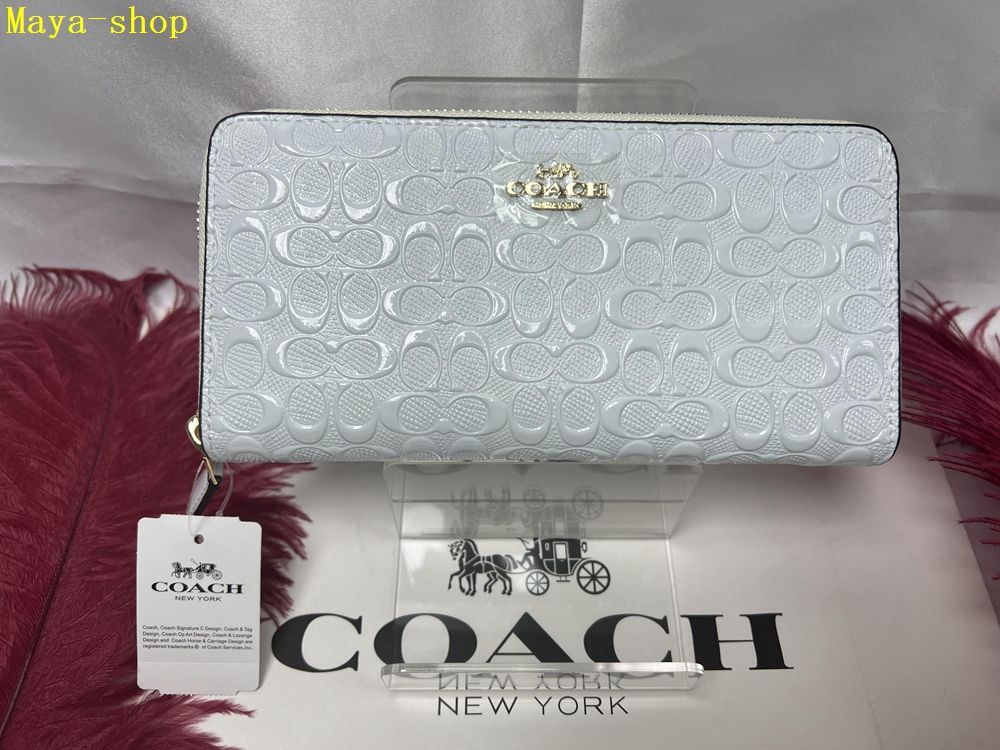 コーチ COACH 長財布 財布  ラグジュアリー デボスド シグネチャー パテント アコーディオン ジップ アラウンドプレゼント 贈り物 ギフト レディース 長 財布 メンズ  新品未使用 ブランド ファッションF54805 C231 12