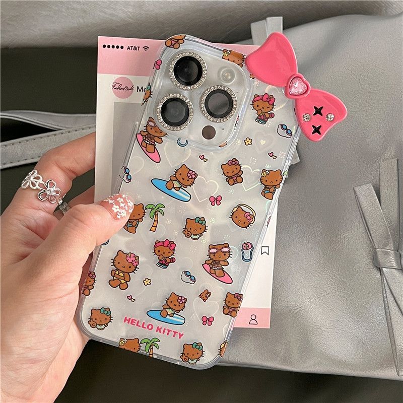 リボン ハローキティ hellokitty可愛い iPhone15ケース  スマホケース 透明ケース iPhone14proケース  iPhone13ケース 衝擊吸收 iPhoneケース