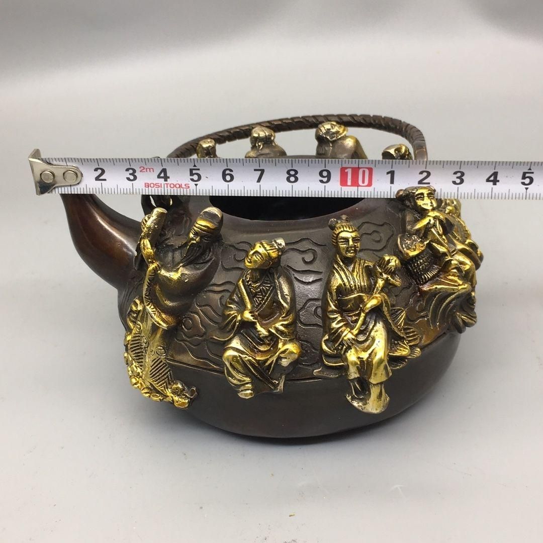 銅器 八仙過海提梁壺 茶壺 酒壺 煎茶器 茶道具 装飾品 工芸品 置物 銅器 八仙過海提梁壺 茶壺 酒壺 煎茶器 茶道具 装飾品 工芸品