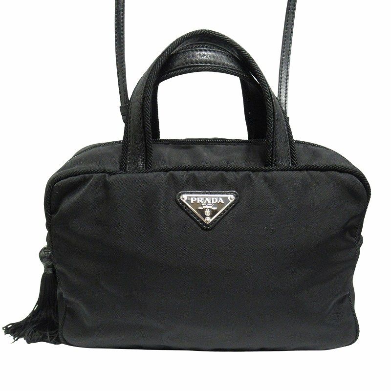 美品 プラダ PRADA トライアングル ロゴ ナイロン ショルダー ハンド 