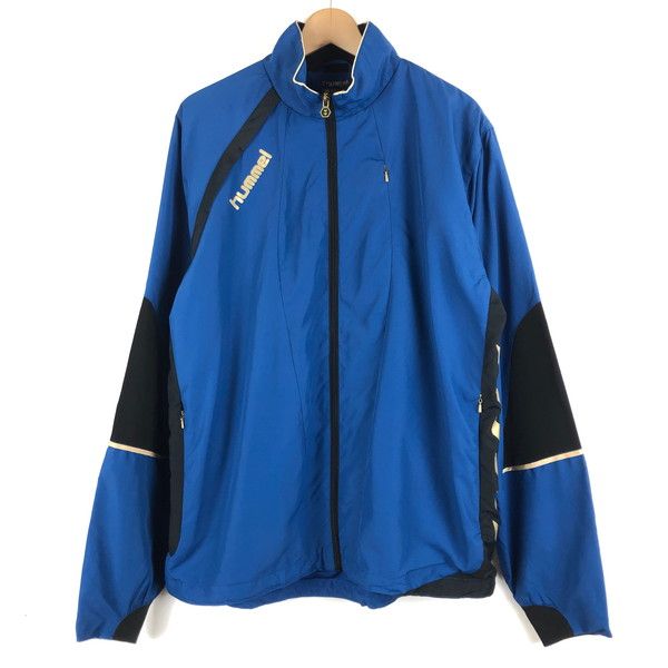 【古着】 hummel ヒュンメル ナイロンジャケット ジップポケット ゴールドプリント 薄手 ブルー系 メンズM 【中古】 n059180