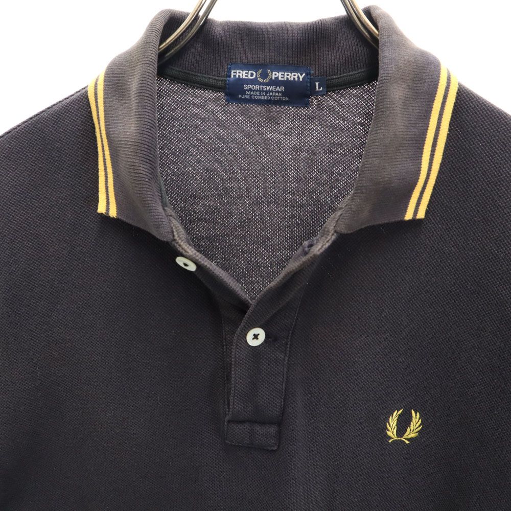 フレッドペリー 日本製 半袖 ポロシャツ L ブラック FRED PERRY メンズ