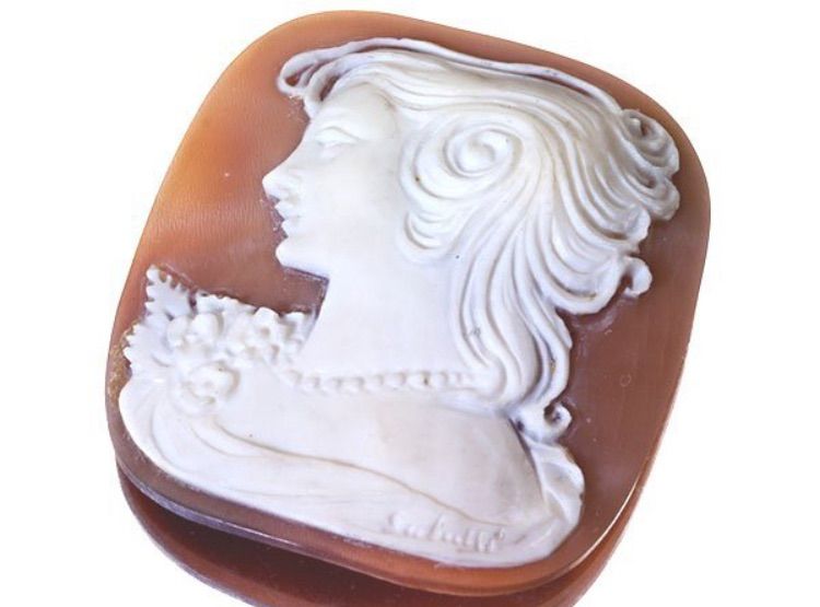 ジュエリー極】作家刻印有り 貴賓溢れる貴婦人の横顔の彫刻 高級