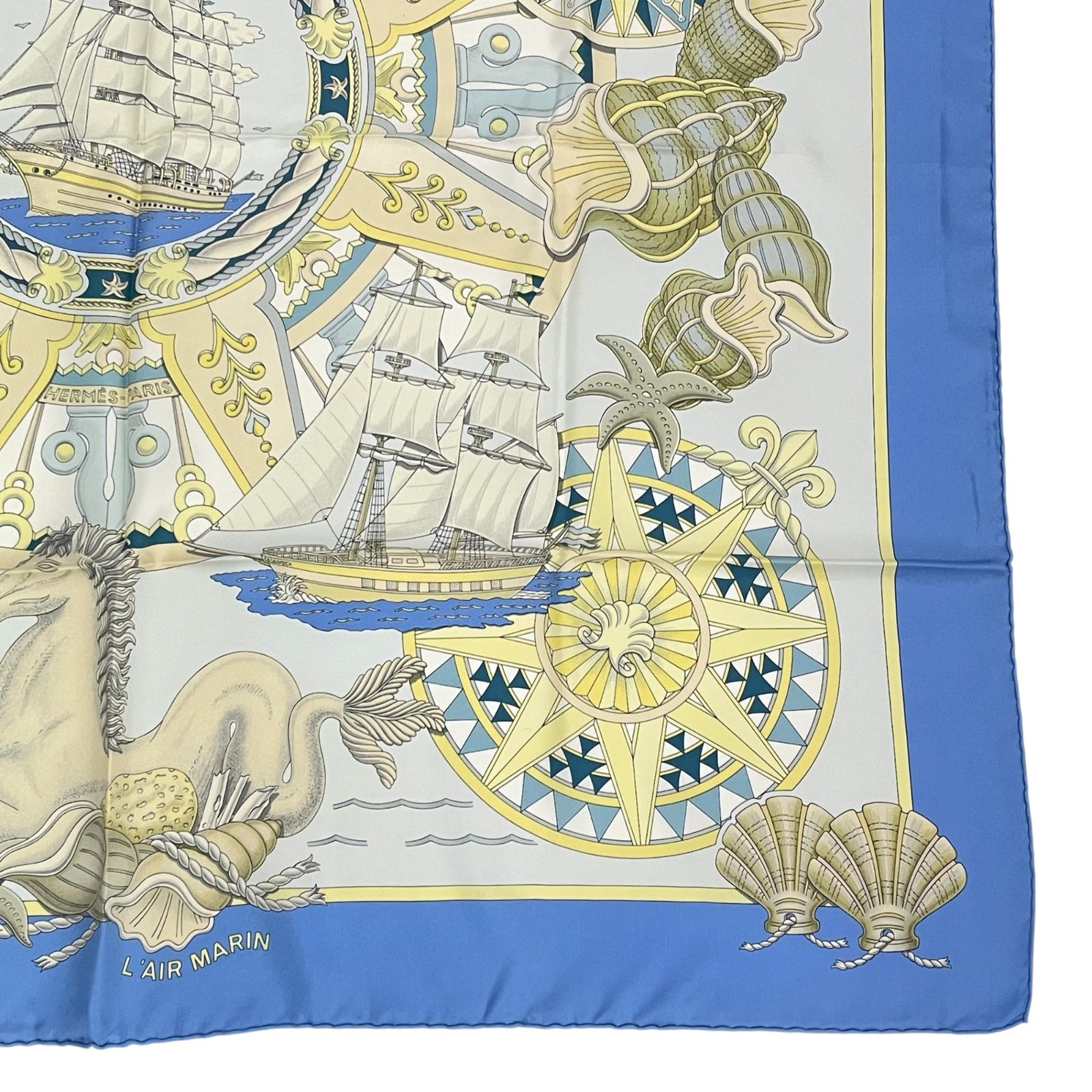 極美品 HERMES エルメス カレ90 スカーフ L'AIR MARIN シルク