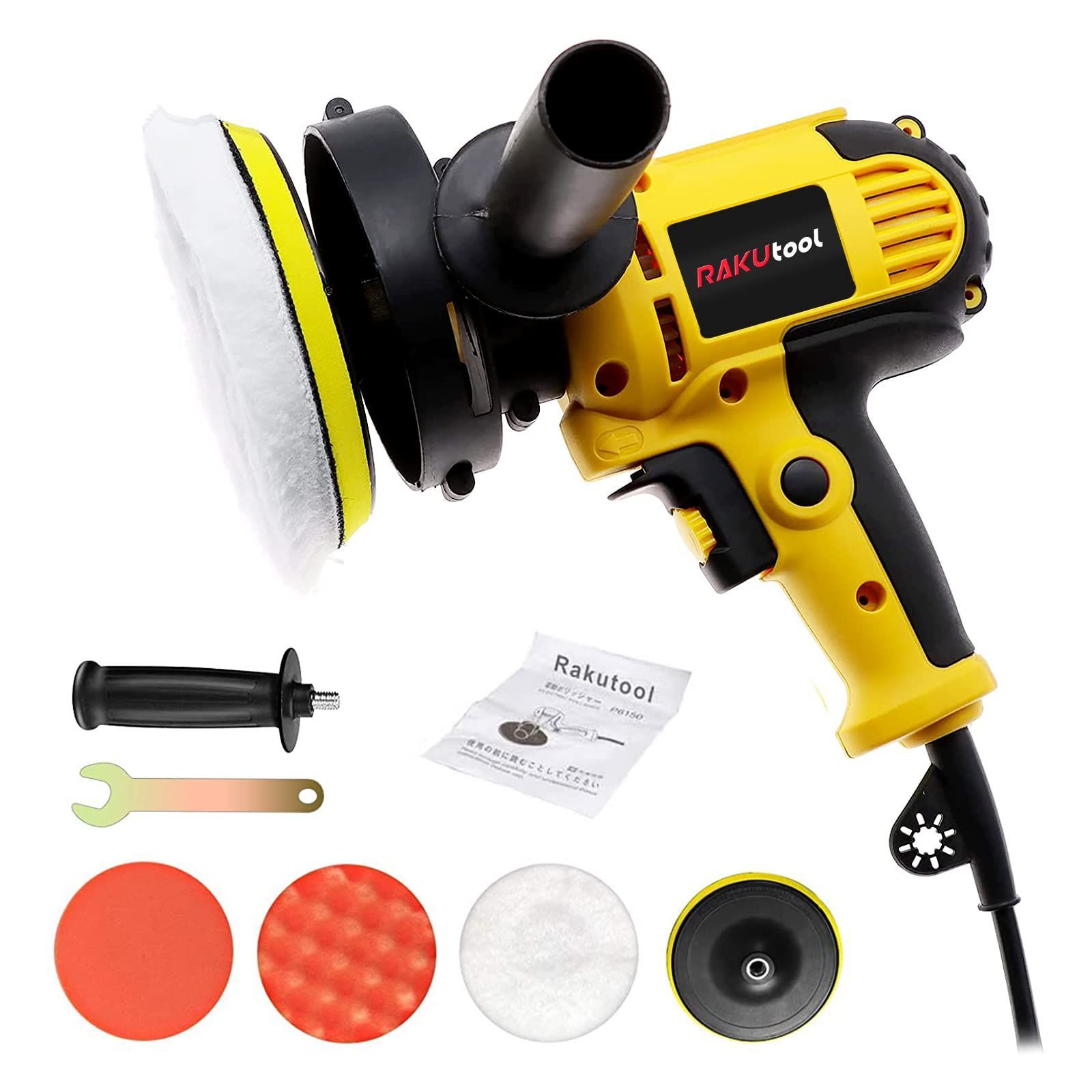 Rakutool ポリッシャー マキタ ポリッシャー六級変速 軽量 小型 研磨機 タイプ 700 W強力モーター 変速 電動ポリッシャー サンダポリシャー 自動車用 ワックス作業 塗装面用 洗車用品 車磨き YELLOW