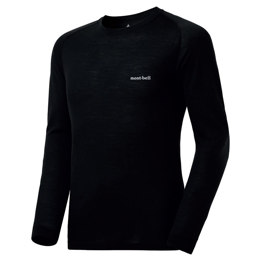 モンベル 1107654 スーパーメリノウール M.W. 中厚手 ラウンドネックシャツ Men s ブラック Lサイズ ブラック Free Size