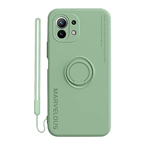【人気商品】スマホケースカバー・Xiaomi Mi 11 Lite 5G用 ケース/カバー シリコン製 シンプル スリム スタンド付き 片手持ち リング付き シャオミ 小米 11 ライト 5G 衝撃吸収 ストラップ付き 一体型スマホリング付き スリムケース ア