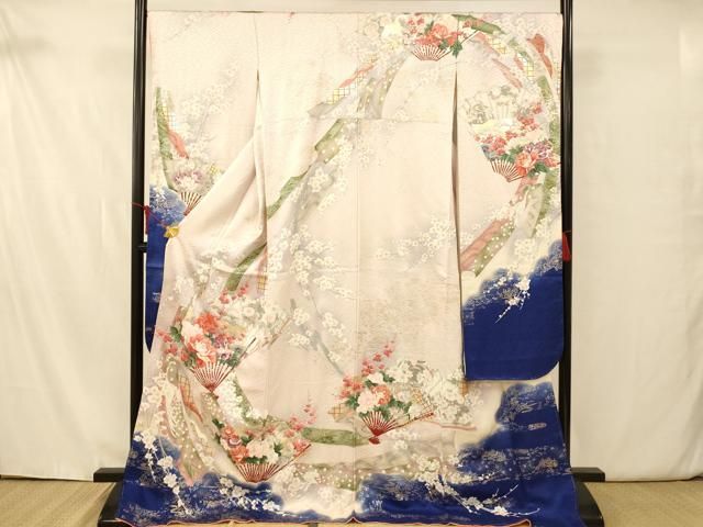 平和屋着物□豪華振袖 扇子草花文 暈し染め 金彩 正絹 逸品