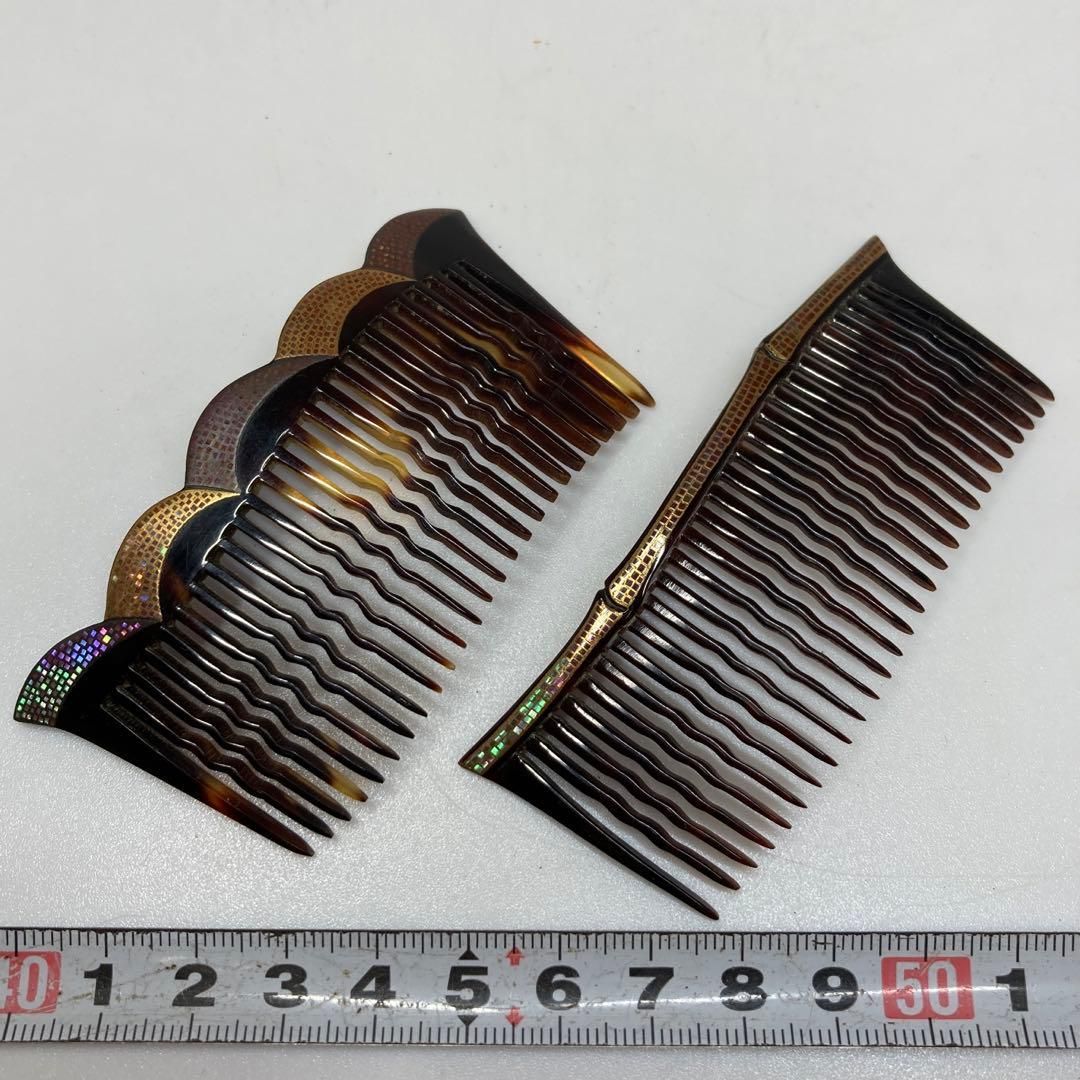 本鼈甲 極上 螺鈿細工 櫛2点 ストア 10g 東さ5-1204②