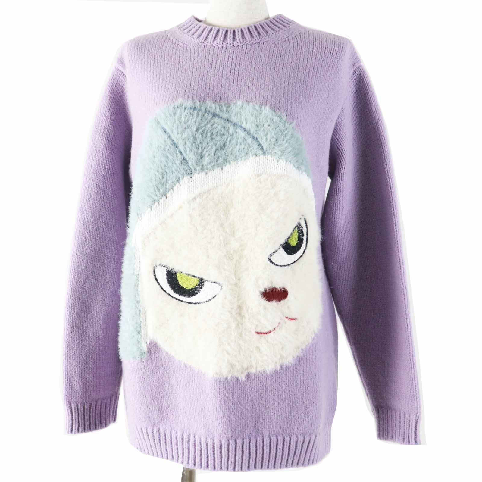 ◎Yoshitomo Nara Stella McCartney 奈良美智 ステラマッカートニー ウールメリノ ブレンド ジャンパー 長袖 ニット プルオーバーラベンダー S イタリア製 レディース