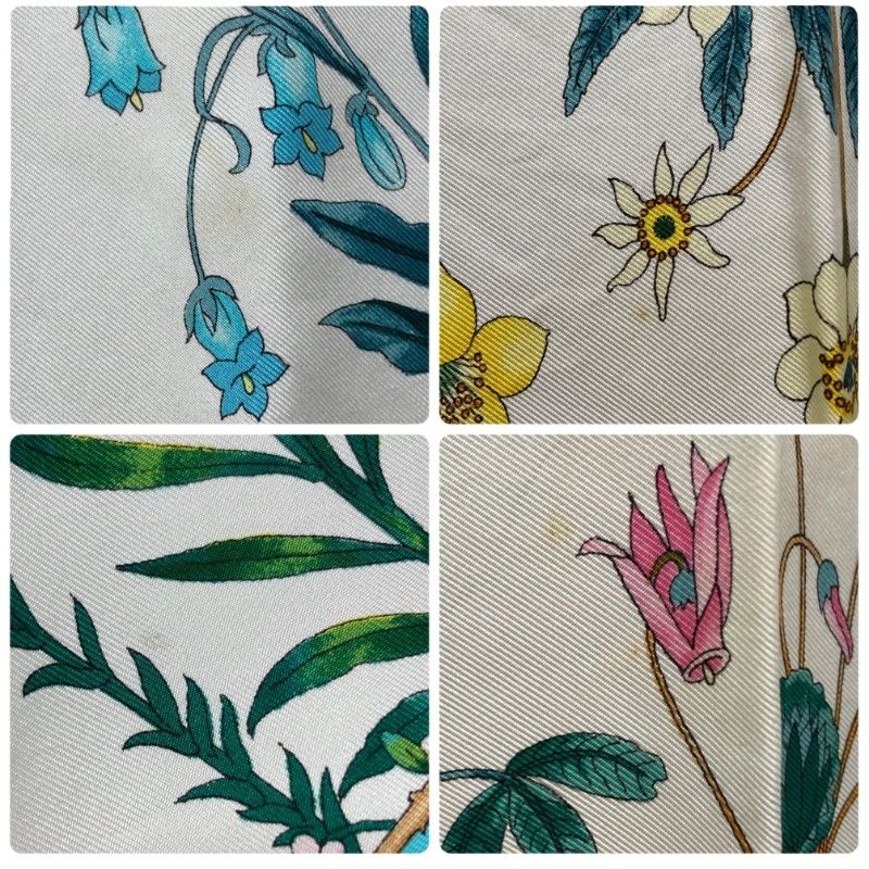 GUCCI グッチ スカーフ 花柄 ネイビー×ホワイト V.ACCORNERO