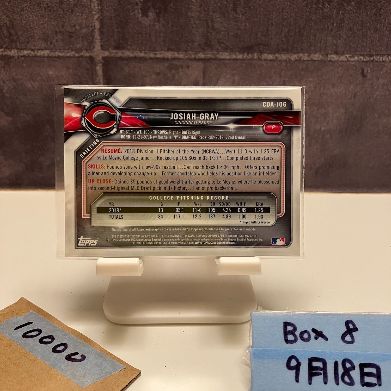 2018 Topps Bowman Chrome Josiah Gray 138 250 直筆サイン Cincinnati Reds Prospect Purple カード USTAUSTRALIA_COM_AU