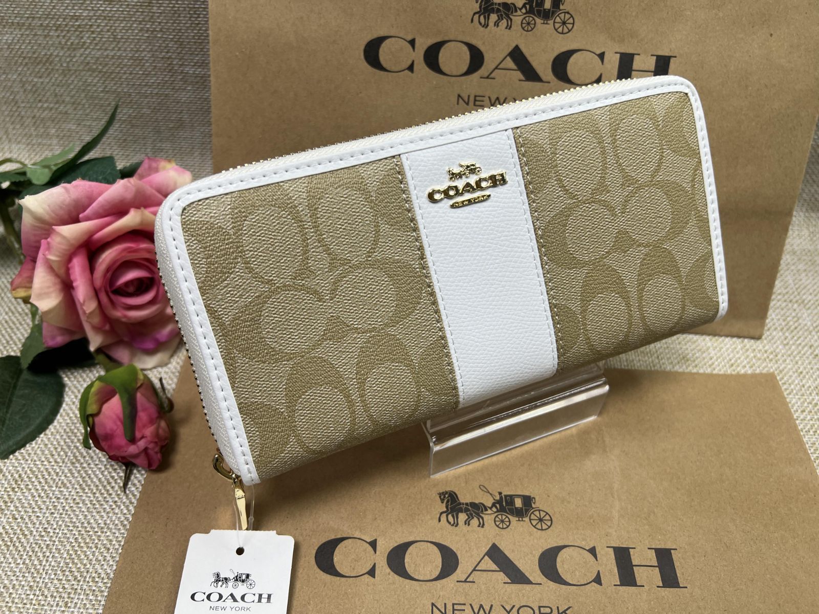 ファッション小物COACH長財布シグネチャー×ホワイト F52859新品未使用