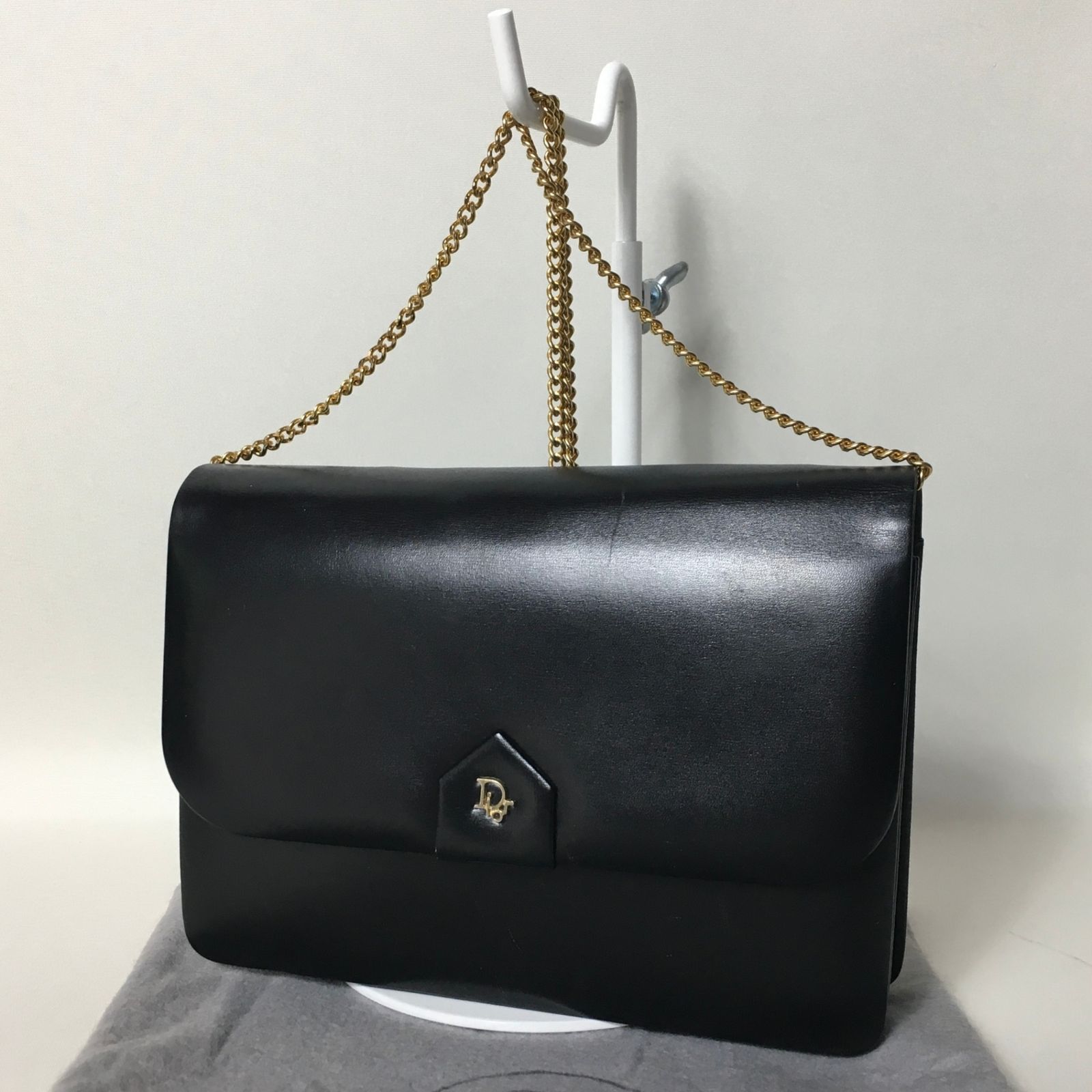 2506-127｜美品｜ディオール ショルダーバッグ レザー ブラック ロゴ金具 2506-127｜美品｜ディオール ショルダーバッグ レザー ブラック